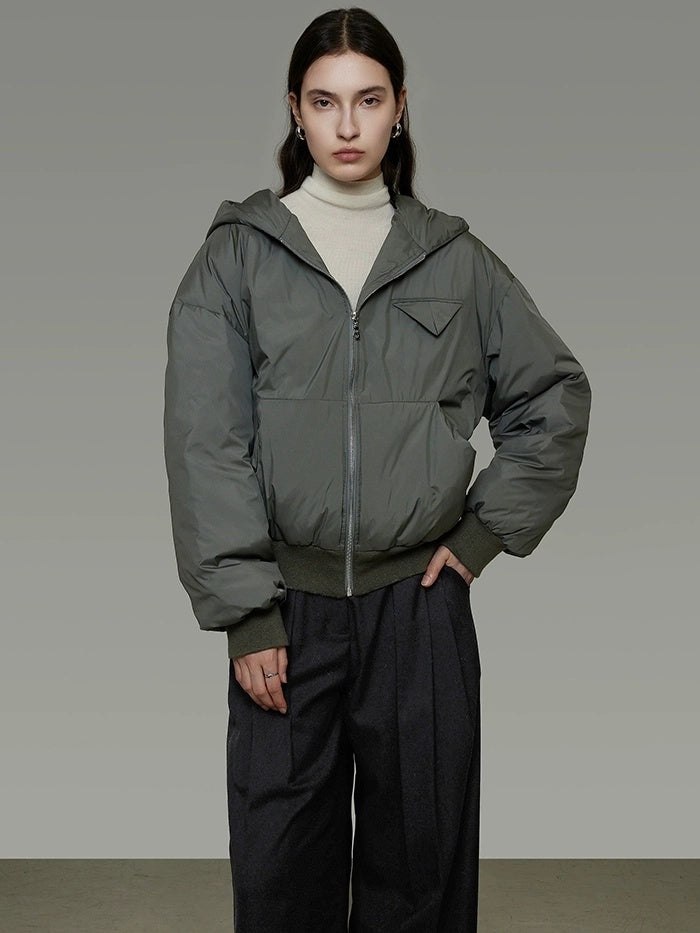 UNSPOKEN Ultra Warm Minimalist Hooded Relaxed Fit Women 90 Down Fill Puffer Down Coat