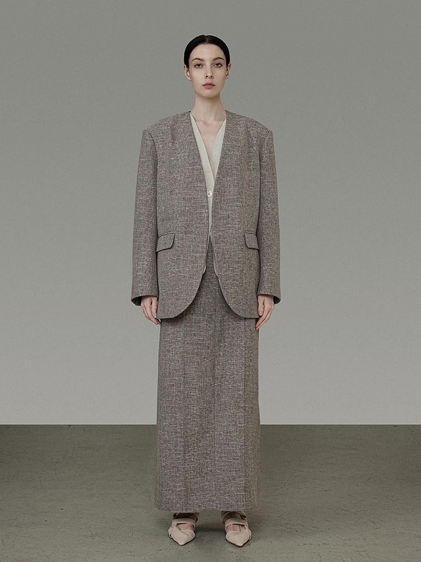 UNSPOKEN Versatile Open Front Relaxed Fit Workwear Long Sleeve Polyester Women Blazer