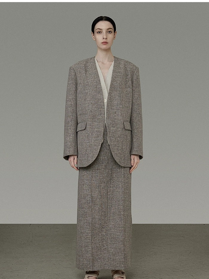 UNSPOKEN Versatile Open Front Relaxed Fit Workwear Long Sleeve Polyester Women Blazer