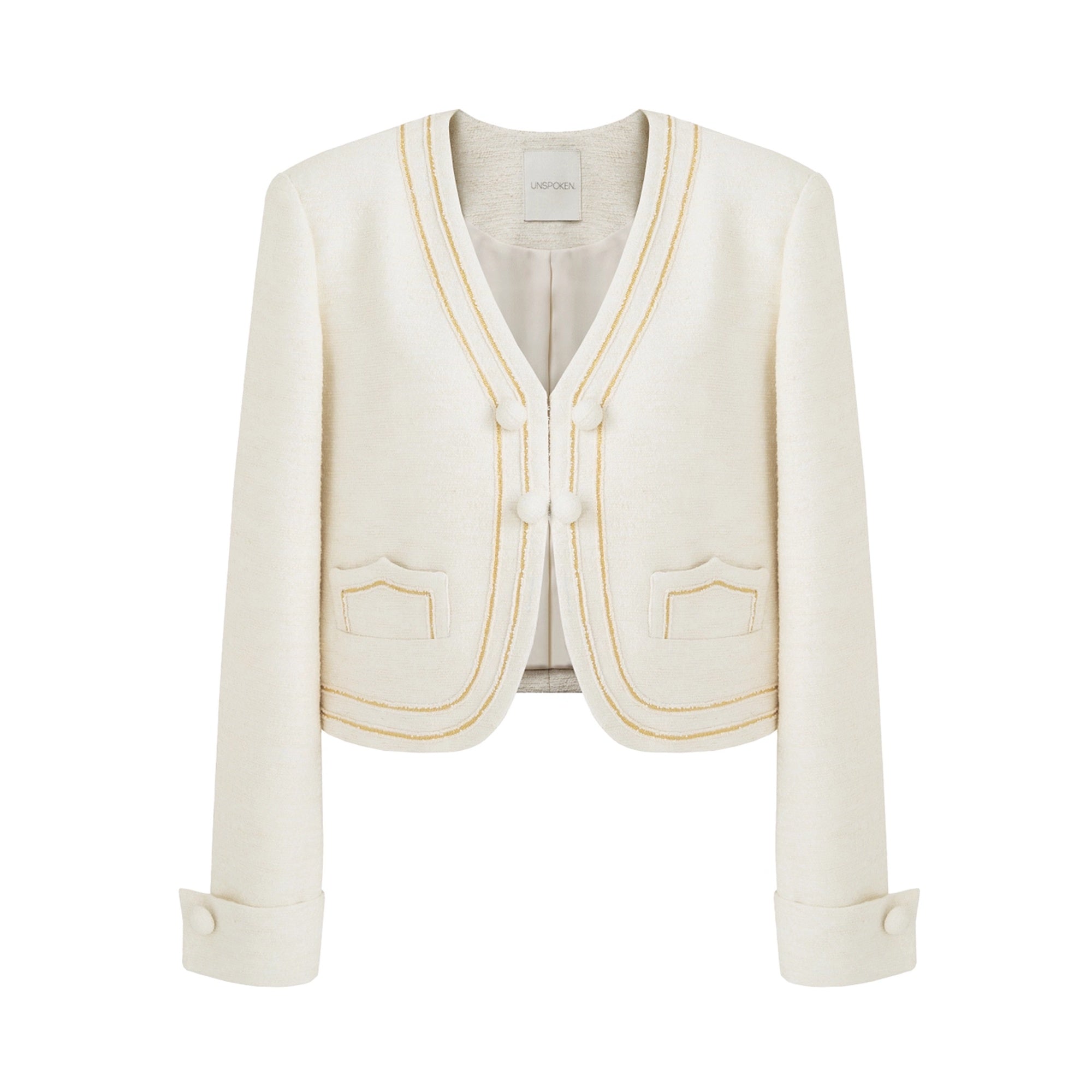 UNSPOKEN_Warm_Cotton_V_Neck_Button_Short_Relaxed_Fit_Two_Piece_Office_White_Blouse_MISSTT