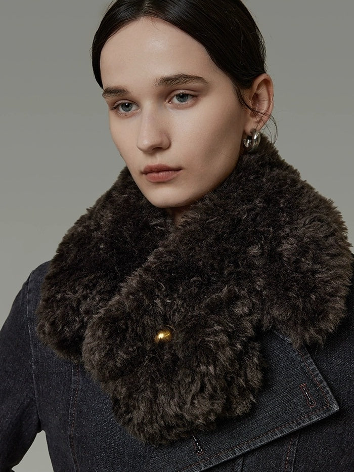 UNSPOKEN Warm Slim Fit Long Sleeve Button Front Women Washed Black Solid Color Jacket