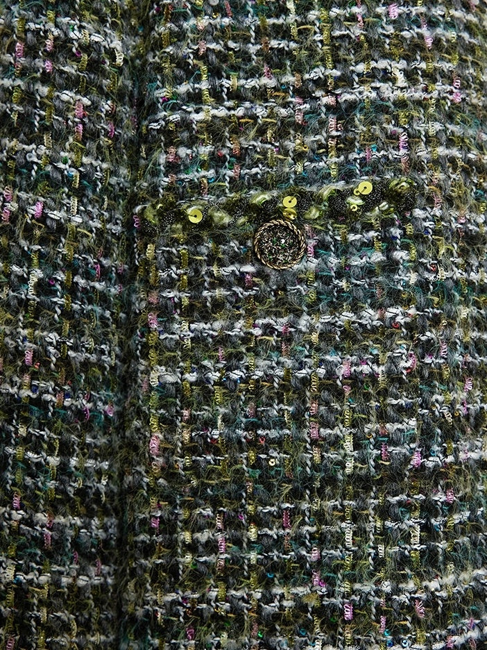 UNSPOKEN Wool Blend 3D Tailored Minimalist Commuter Loose Fit Round Neck Green Jacket