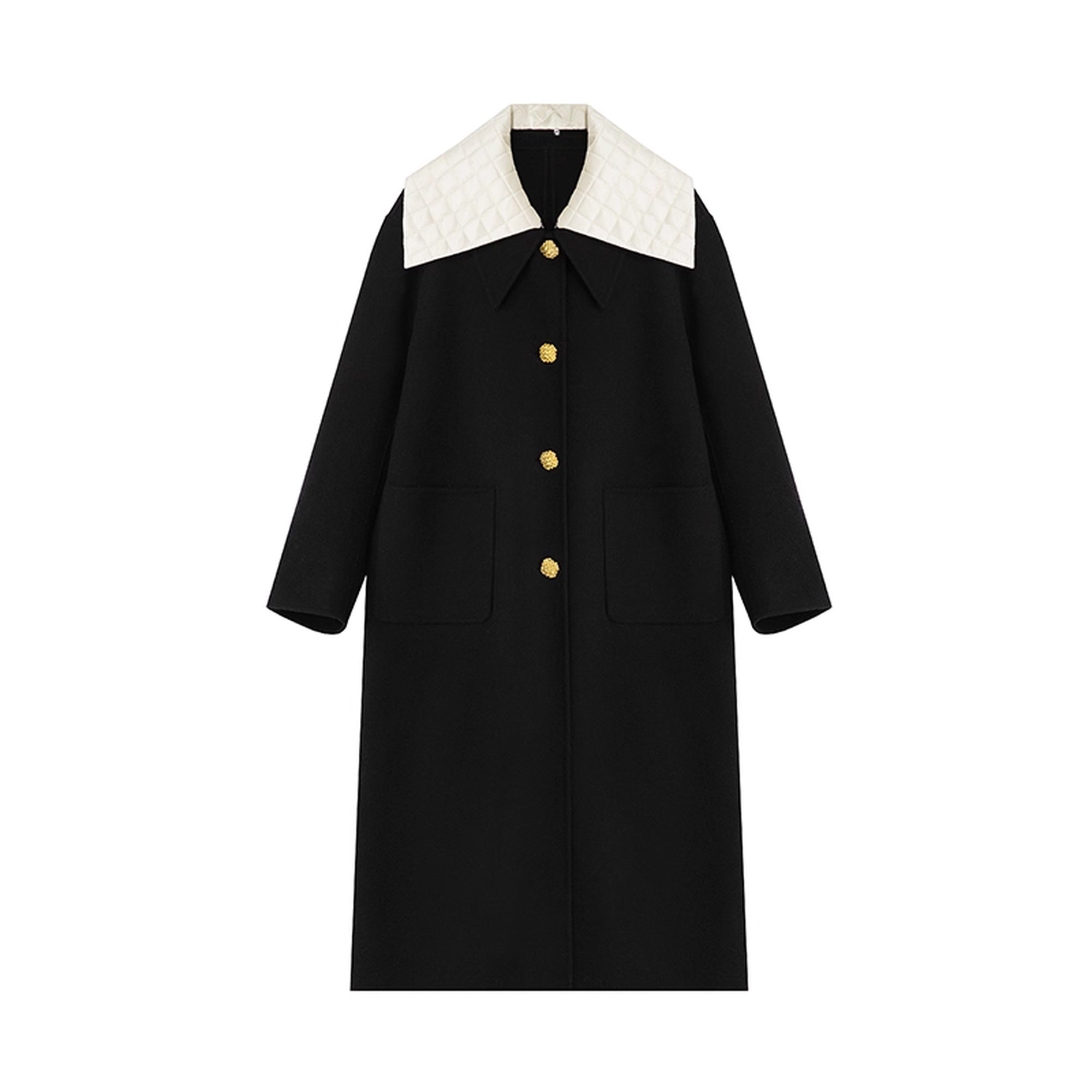 UNSPOKEN_Wool_Blend_Black_Beige_Single_Breasted_Straight_Long_Minimalist_Commuter_Coat_MISSTT